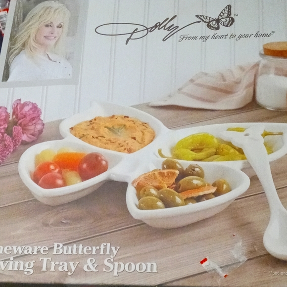 Dolly Kitchen Dolly Stoneware Butterfly Serving Tray Spoon Poshmark